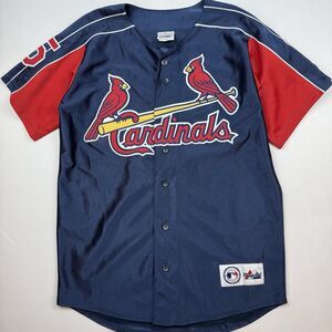Vintage Jim Edmonds Cardinals Jersey Navy Blue Majestic Medium MLB Alternate